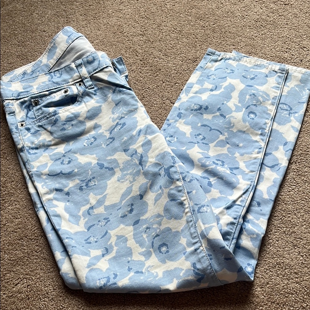Floral printed j crew stretch jeans